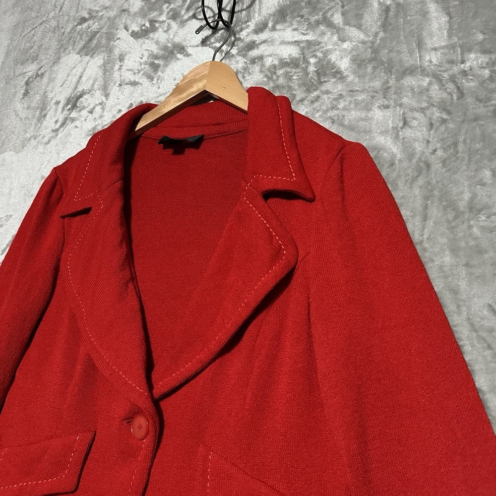 St John Collection Santana Knit Single Button Blazer Jacket Womens Sz 10 Red USA - Picture 5 of 10